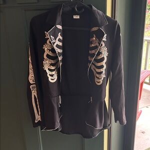 Black Skeleton Embroidered Blazer size s spirit Halloween